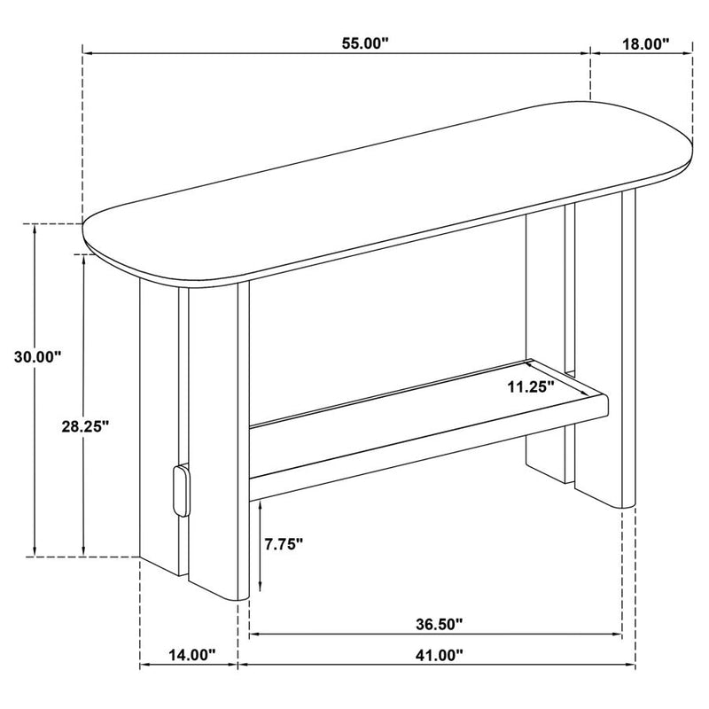 Kailani Coastal Sofa Console Table with Shelf