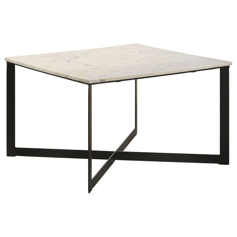 Mesa de centro Tobin Square con tapa de mármol blanca y negra