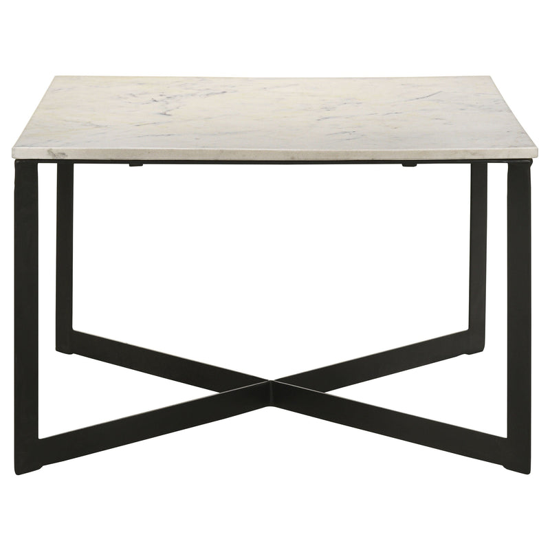 Mesa de centro Tobin Square con tapa de mármol blanca y negra