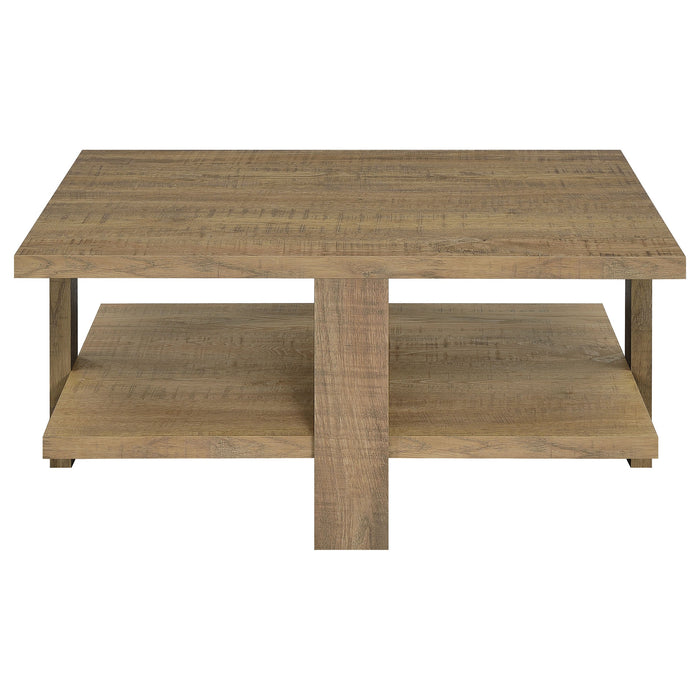 Dawn Square Engineered Wood Coffee Table With Shelf Mango