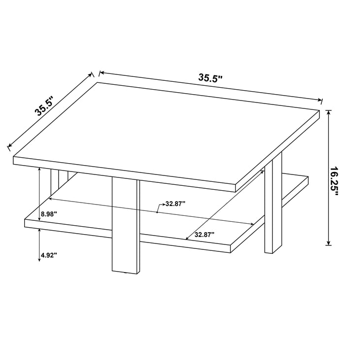 Dawn Square Engineered Wood Coffee Table With Shelf Mango