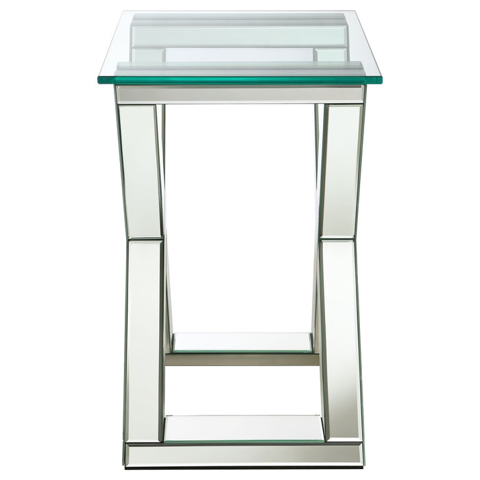 Bonnie X-base Rectangle Glass Top End Table Mirror