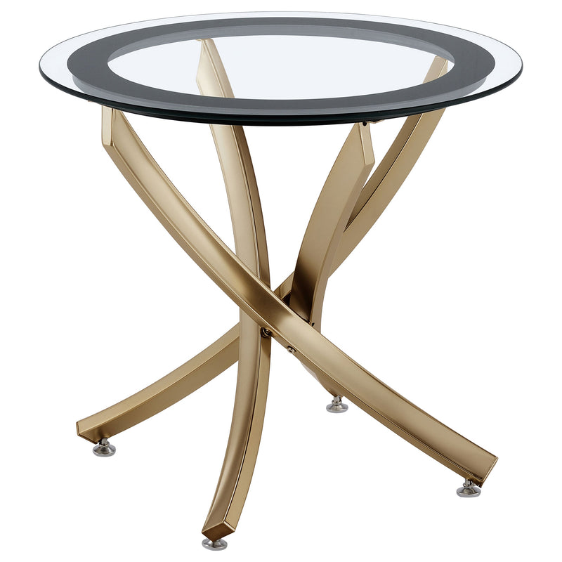 Brooke Round Glass Top Side End Table Metal Base
