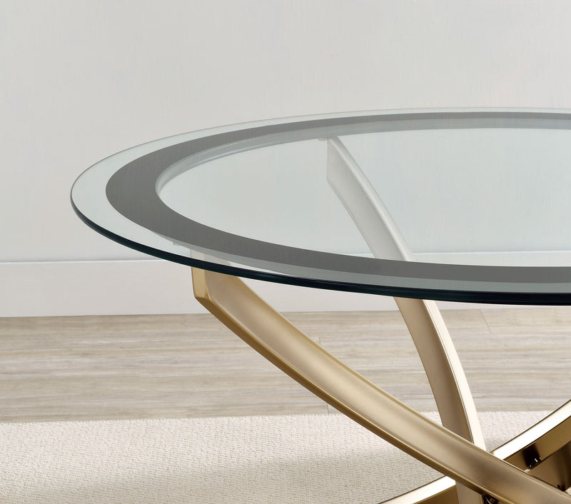 Brooke Round Glass Top Side End Table Metal Base