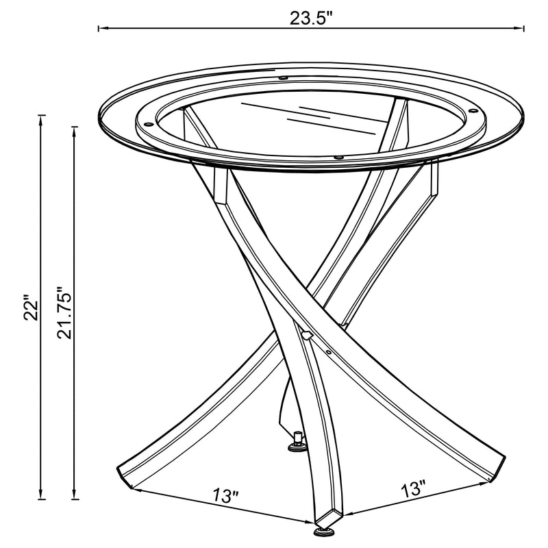 Brooke Round Glass Top Side End Table Metal Base