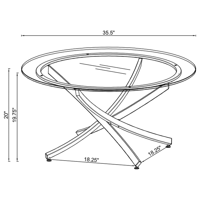 Brooke  Round Glass Top Coffee Table Set Brass