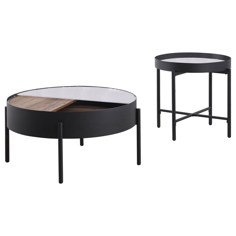 Ozella Round Coffee and End Table Set Sandy