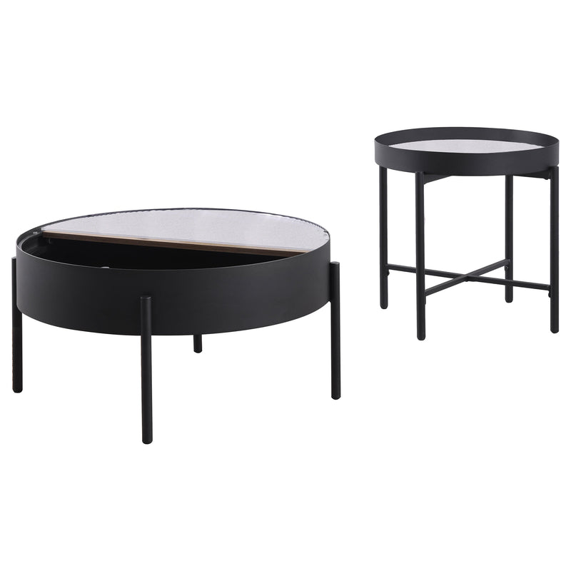 Ozella Round Coffee and End Table Set Sandy