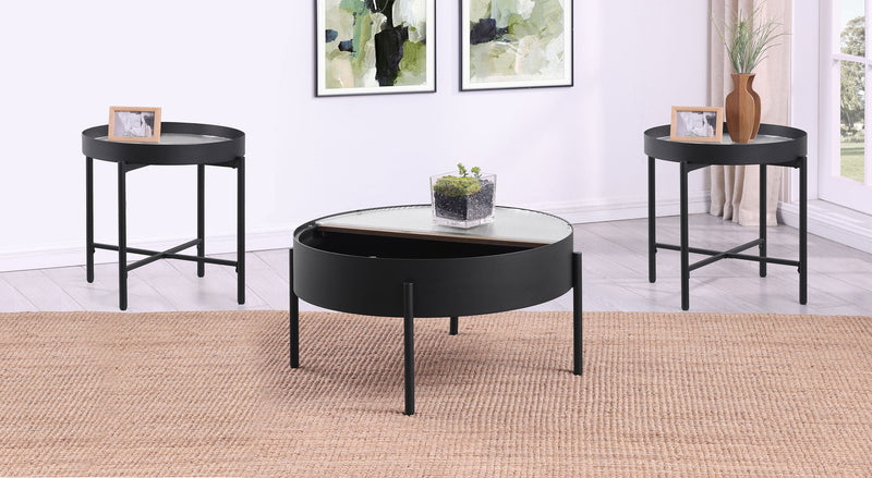 Ozella Round Coffee and End Table Set Sandy