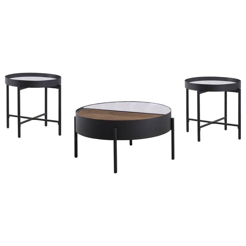 Ozella Round Coffee and End Table Set Sandy