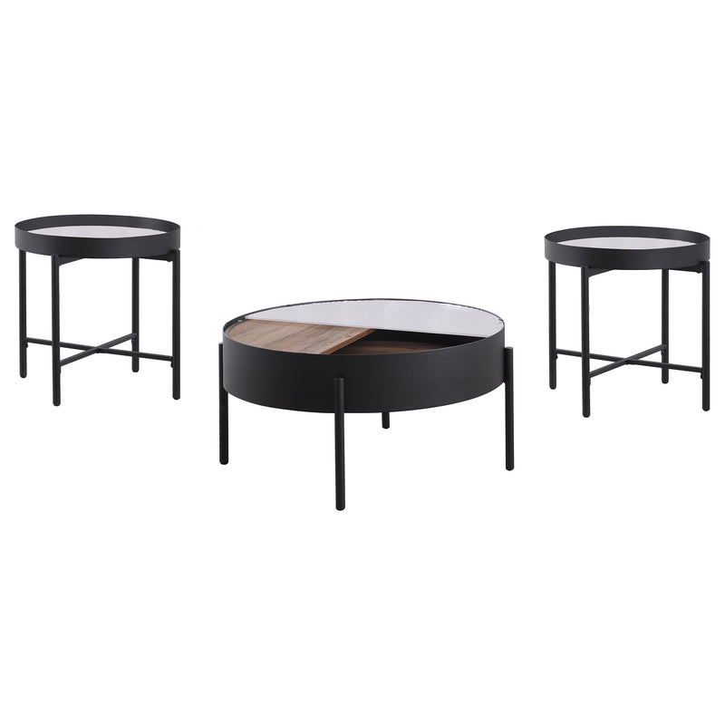 Ozella Round Coffee and End Table Set Sandy