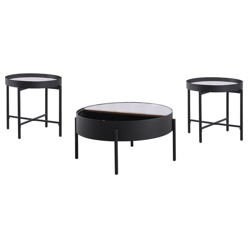 Ozella Round Coffee and End Table Set Sandy