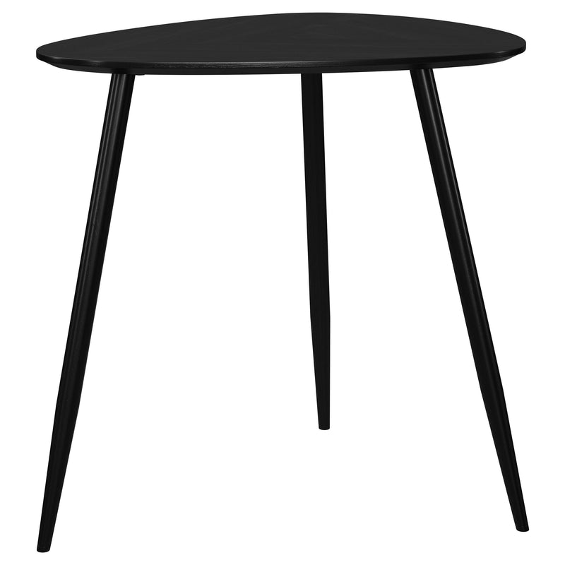 Mesa auxiliar triangular de madera maciza Odessa negra