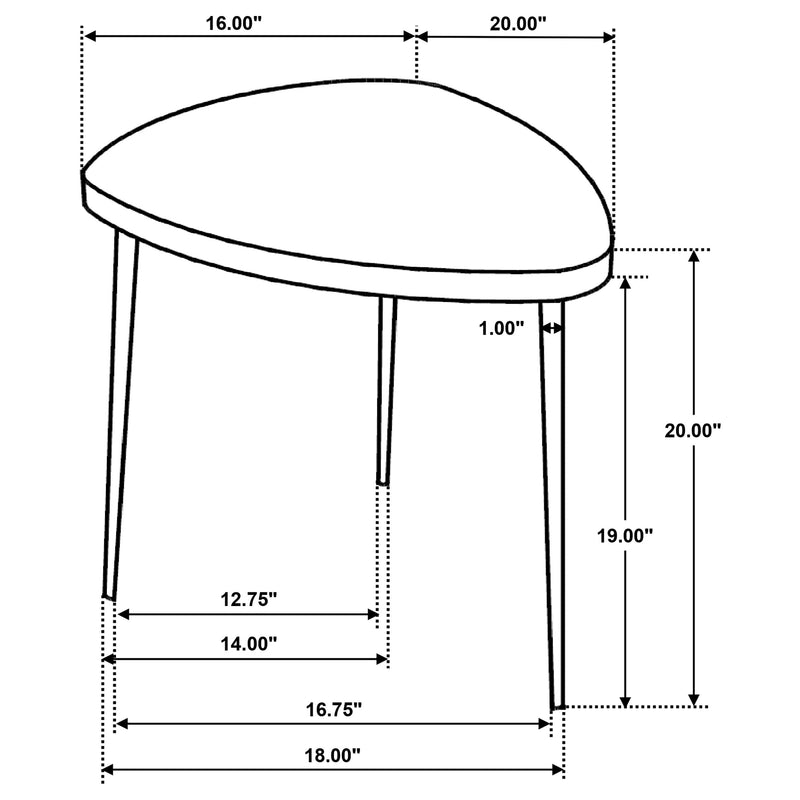 Mesa auxiliar triangular de madera maciza Odessa negra