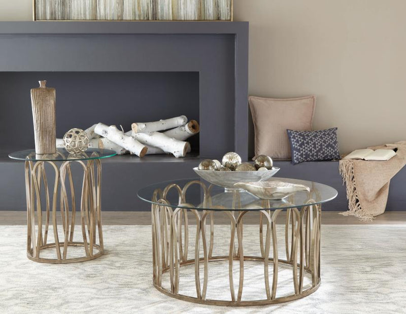 Monett Coffee and End Table Set Chocolate Chrome