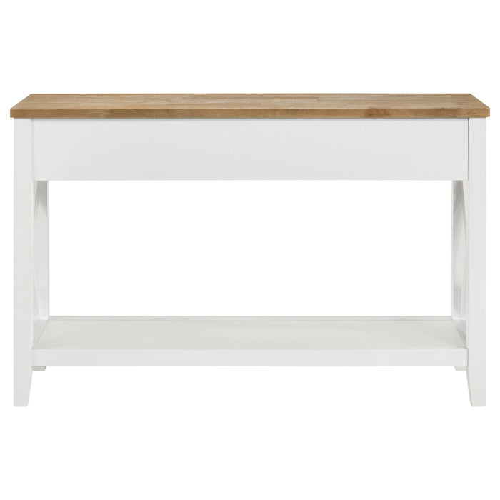 Maisy Rectangular Wooden Sofa Table With Shelf Brown and White