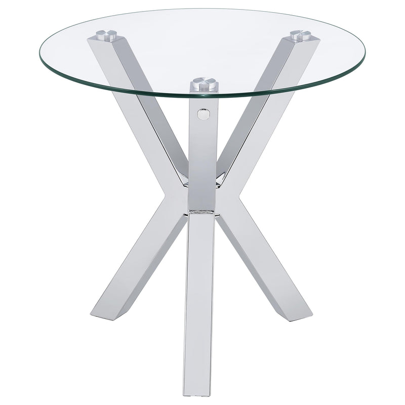 Mesa auxiliar redonda con tapa de cristal templado y cromo Kenzie