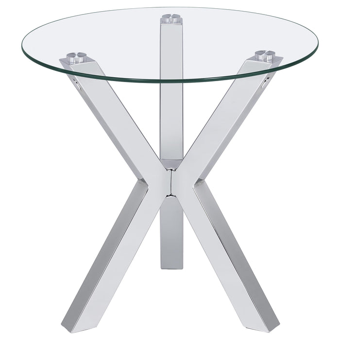 Kenzie  Round Coffee and End Table Set Chrome