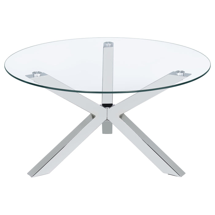 Kenzie  Round Coffee and End Table Set Chrome
