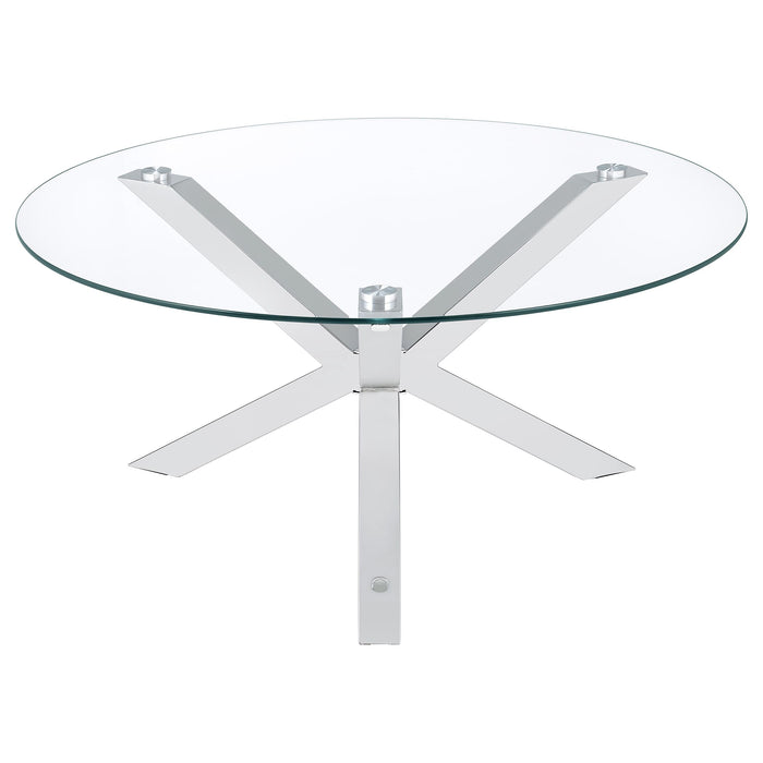 Kenzie  Round Coffee and End Table Set Chrome
