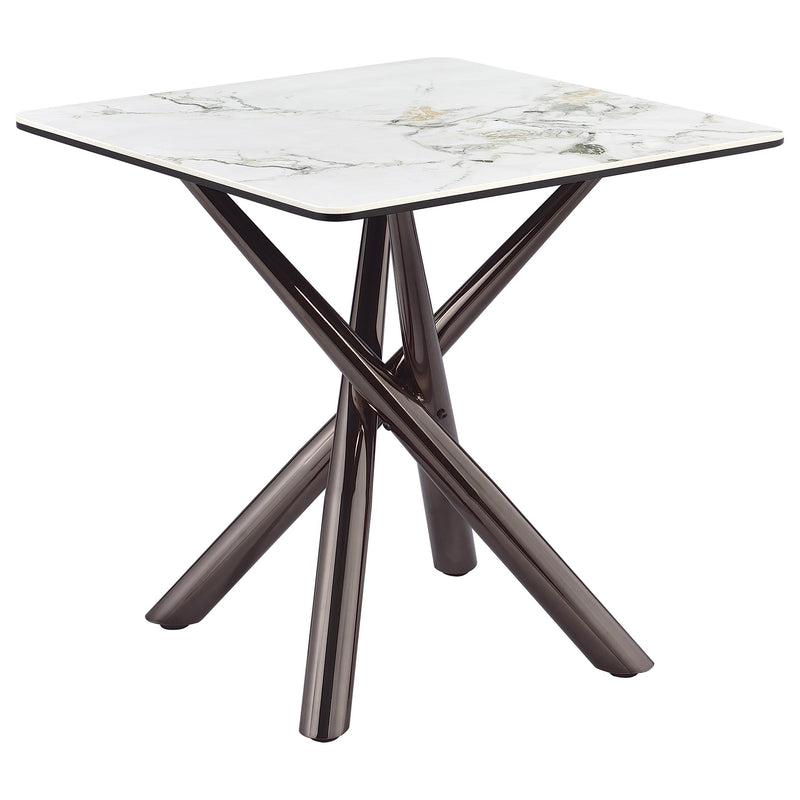 Mesa auxiliar Carvell Square de piedra sinterizada Mirage White