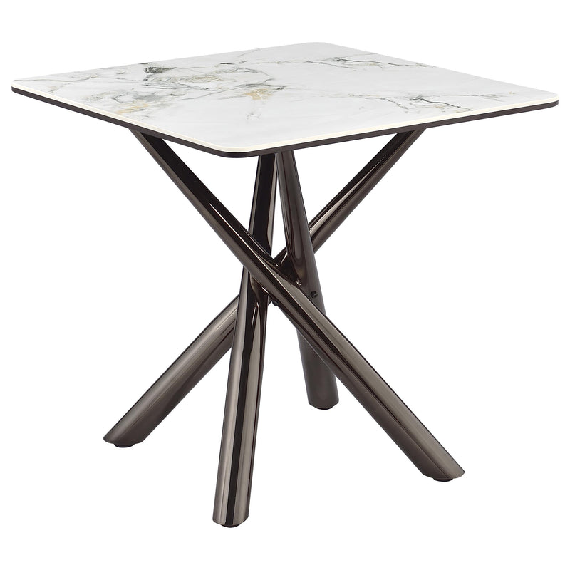 Mesa auxiliar Carvell Square de piedra sinterizada Mirage White