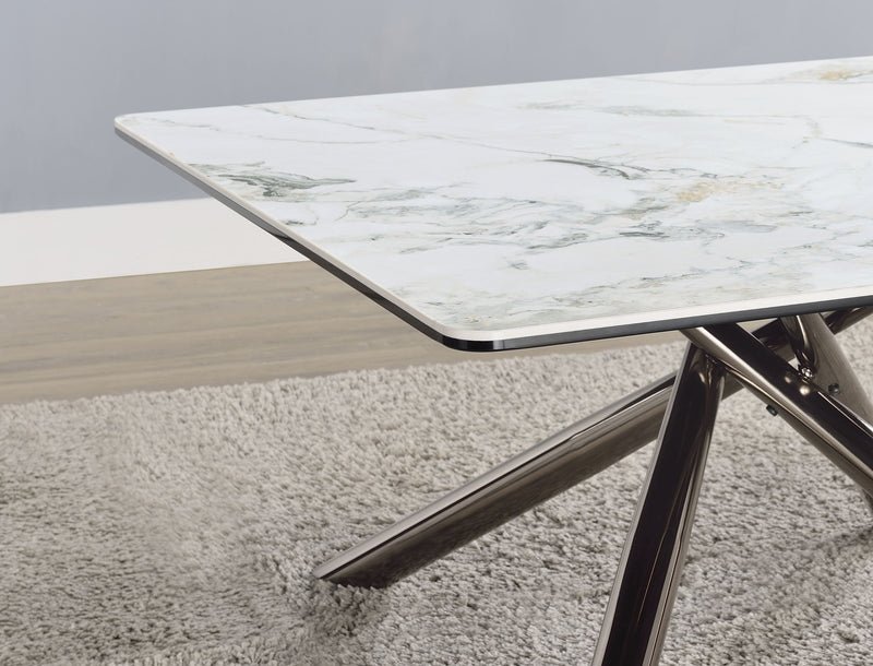 Mesa auxiliar Carvell Square de piedra sinterizada Mirage White