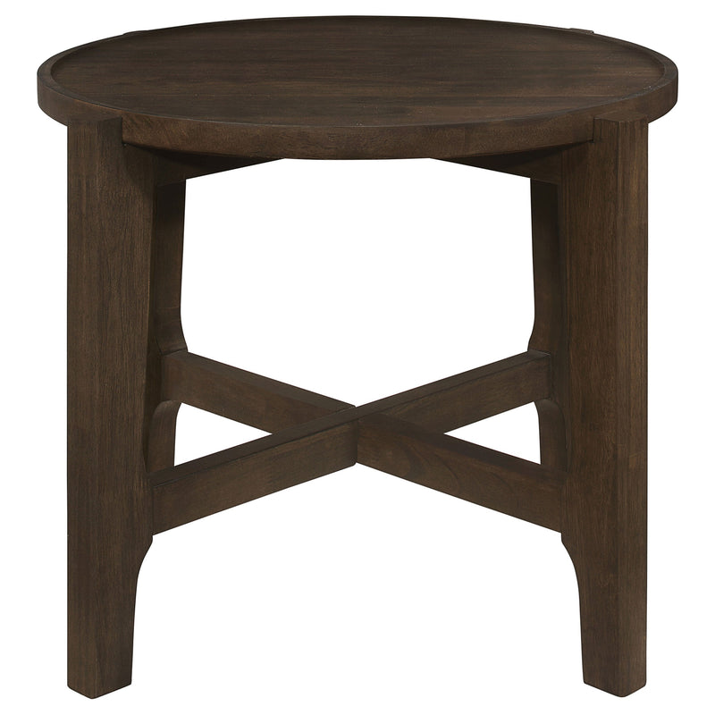 Mesa auxiliar redonda de madera maciza Cota, color marrón oscuro