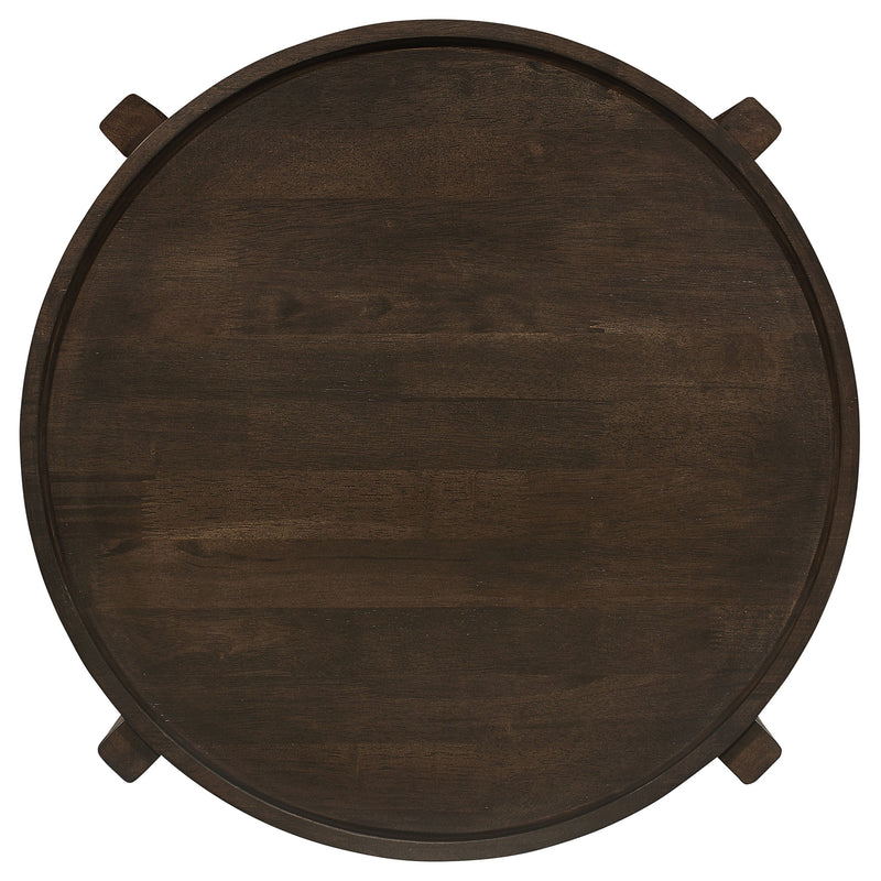 Mesa auxiliar redonda de madera maciza Cota, color marrón oscuro