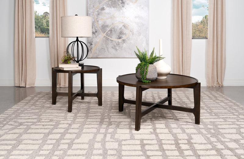 Cota Solid Wood Coffee and End Table Set Dark Brown