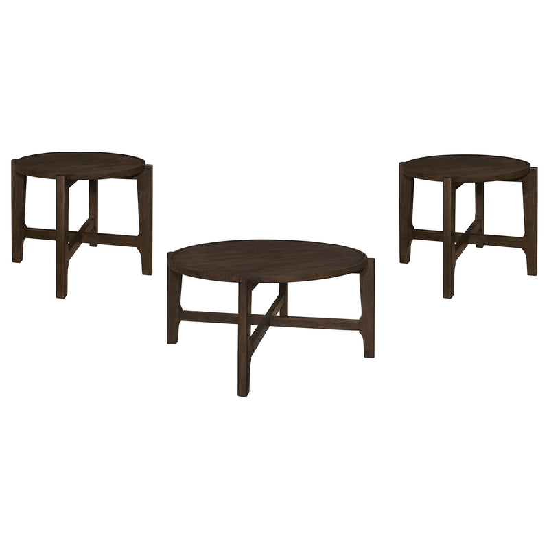 Cota Solid Wood Coffee and End Table Set Dark Brown