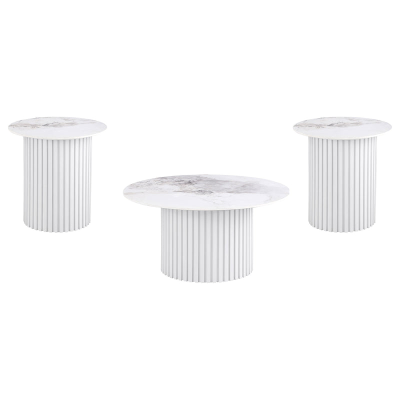 Rowena Coffee and End Table Set Faux Marble