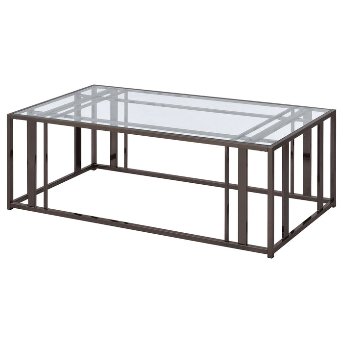 Adri Rectangular Glass Top Coffee Table Clear and Black Nickel