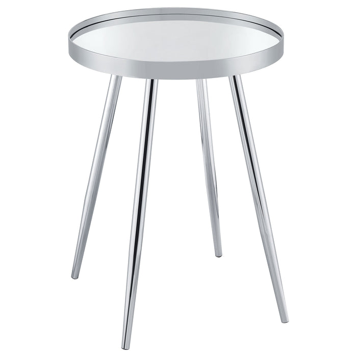 Kaelyn Round Mirror Top End Table Chrome