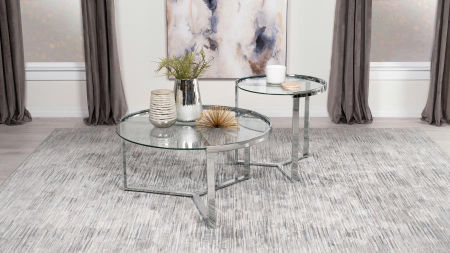 Delia Round Glass Top Nesting Coffee Table
