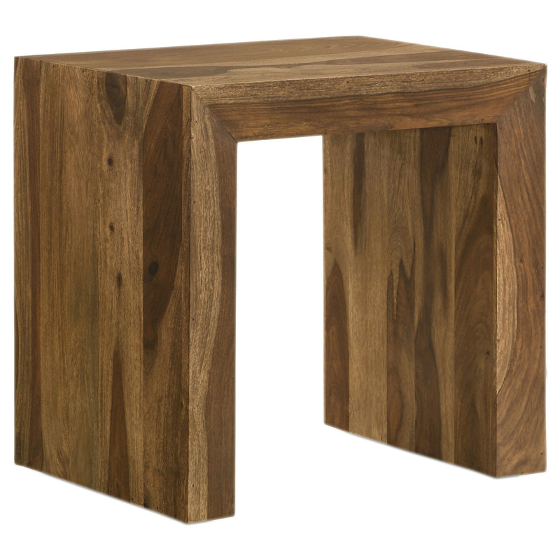 Mesa auxiliar rectangular de madera maciza Odilia color rojizo