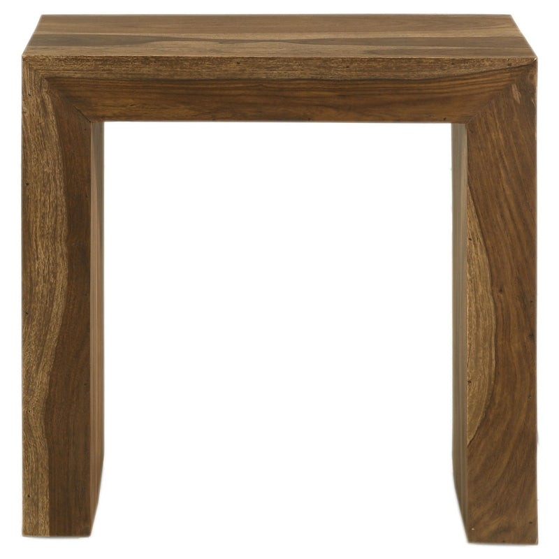 Mesa auxiliar rectangular de madera maciza Odilia color rojizo
