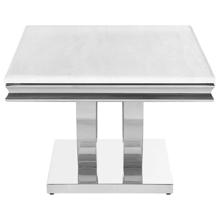 Kerwin U-base Rectangle Coffee Table White and Chrome