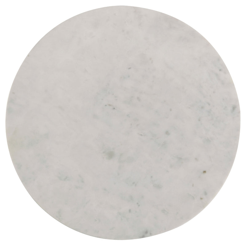 Mesa auxiliar redonda Astoria de mármol auténtico blanco