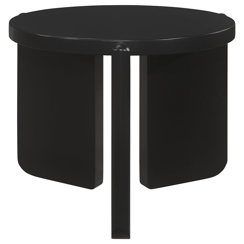 Mesa auxiliar redonda sólida de madera Cordova, negra
