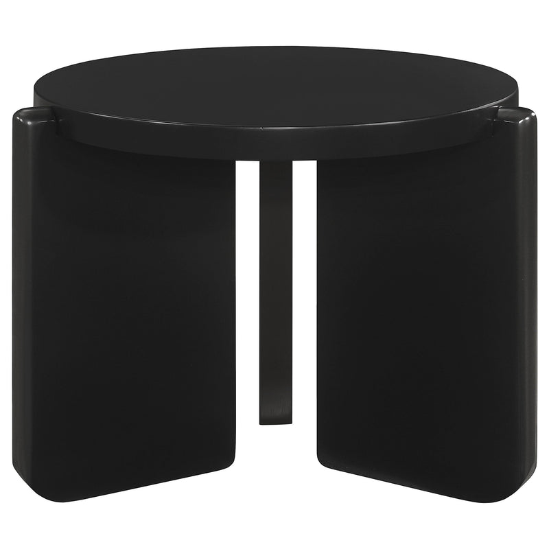 Mesa auxiliar redonda sólida de madera Cordova, negra