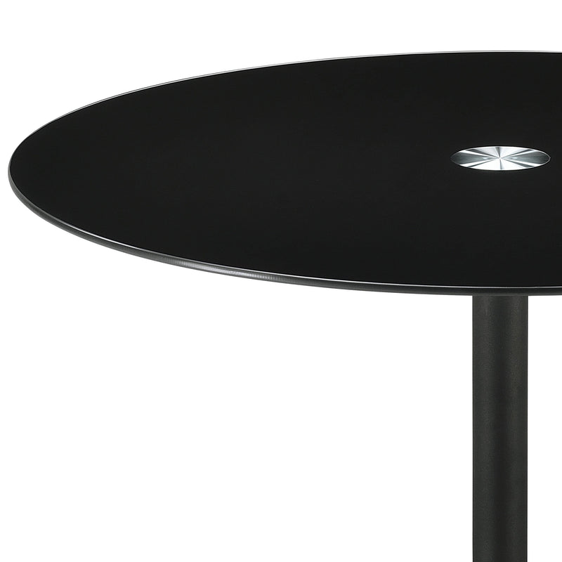 Mesa auxiliar redonda Ganso de metal con tapa de cristal templado negra