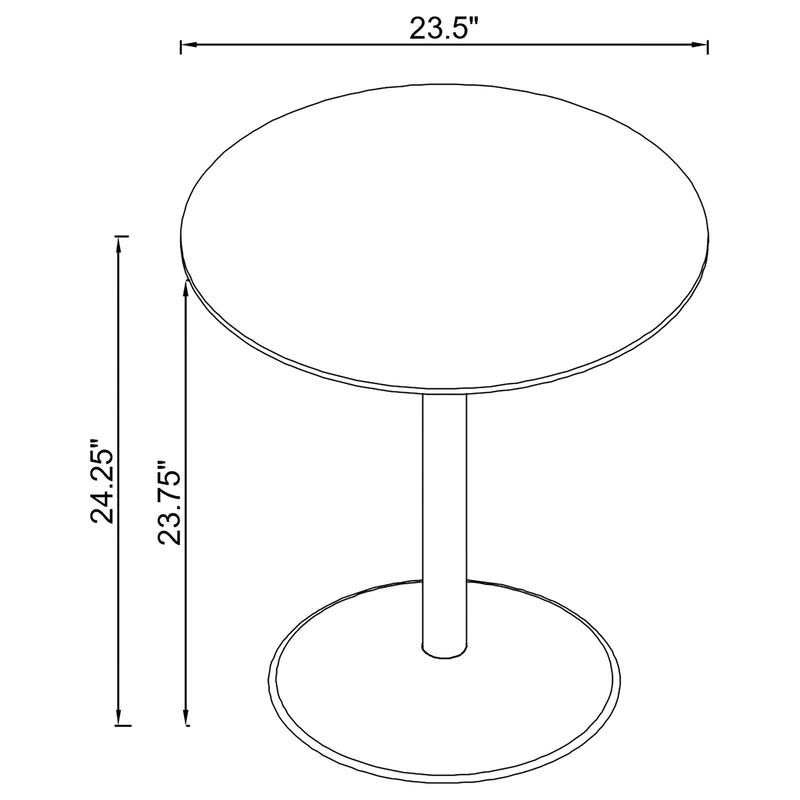 Mesa auxiliar redonda Ganso de metal con tapa de cristal templado negra
