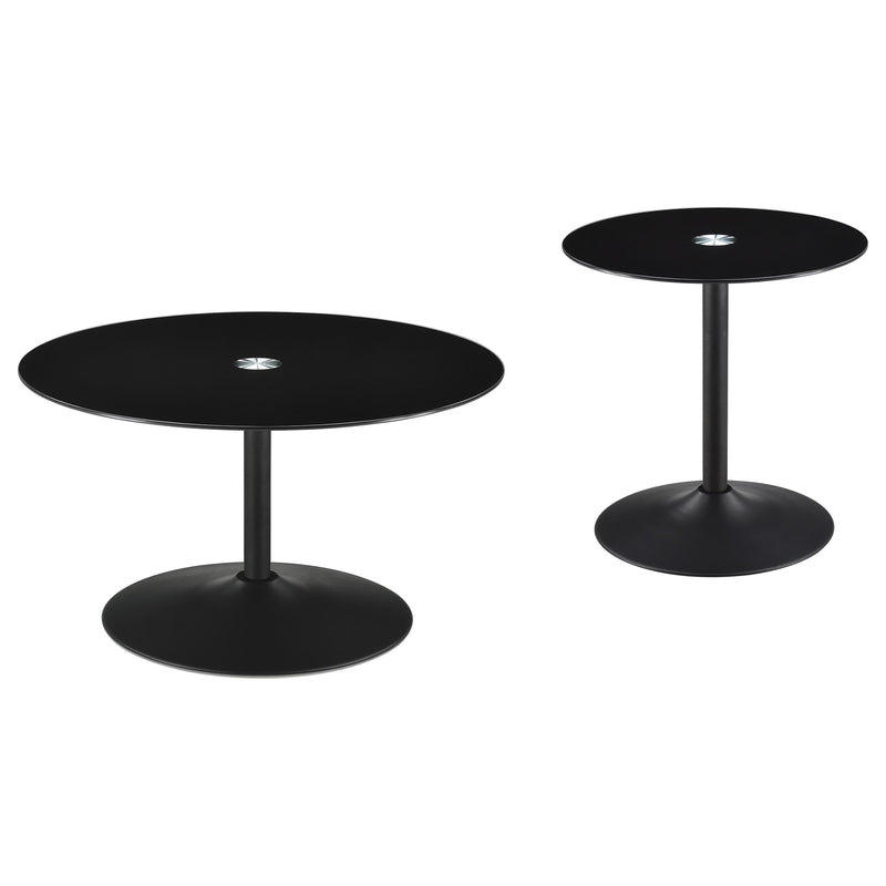 Ganso Round Glass Top Coffee and End Table Set
