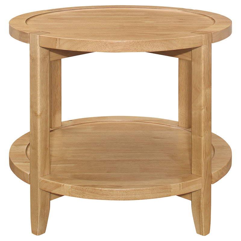 Mesa auxiliar redonda Camillo de madera maciza, marrón arce