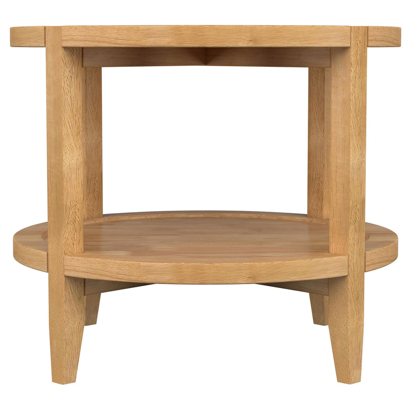 Mesa auxiliar redonda Camillo de madera maciza, marrón arce