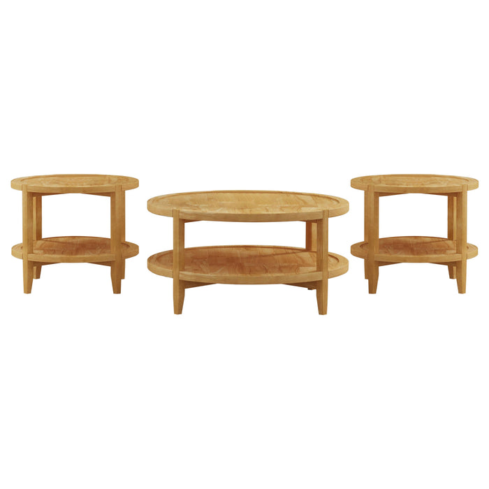 Camillo Round Coffee and End Table Set Maple