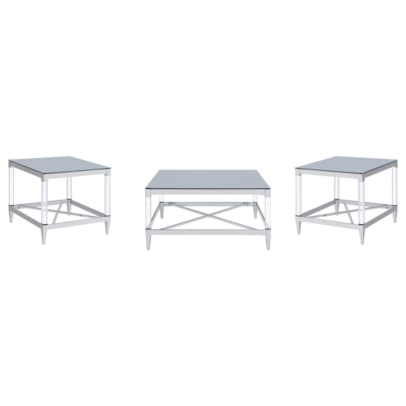 Lindley Square Coffee and End Table Set Chrome