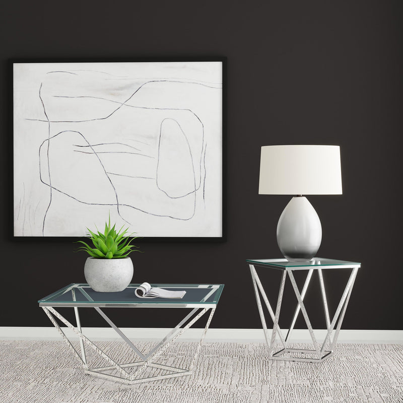 Brittania Square Coffee and End Table Set Nickel