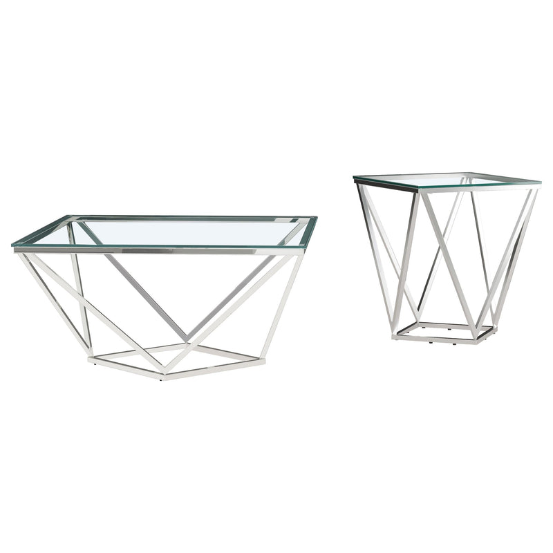 Brittania Square Coffee and End Table Set Nickel